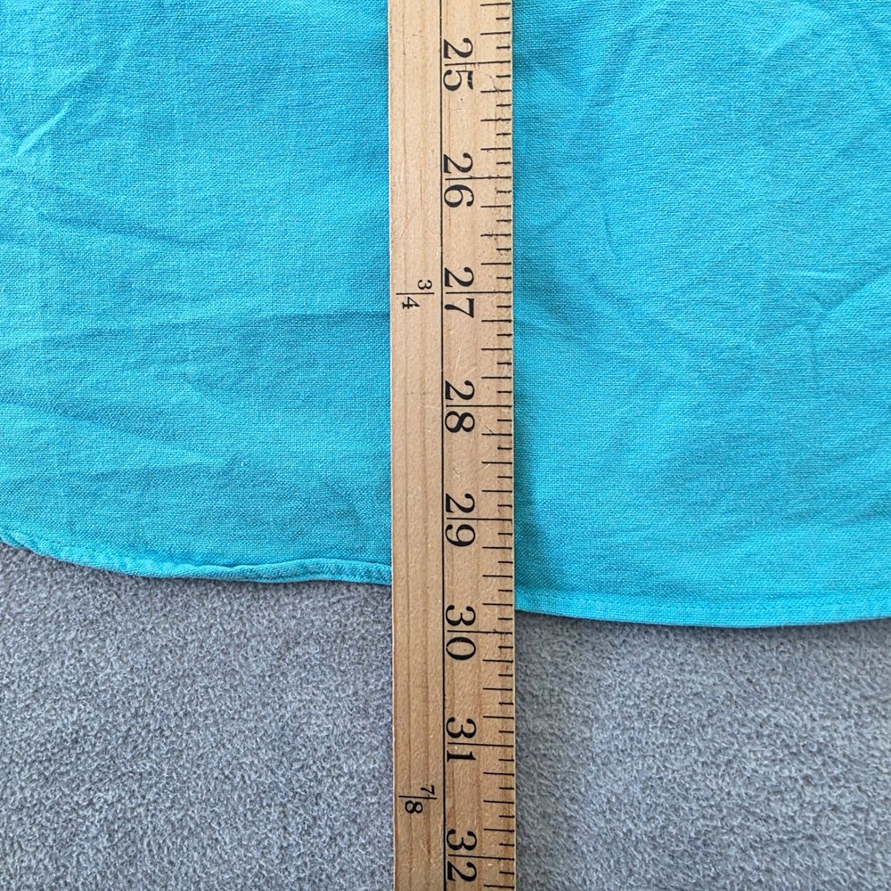 Ralph Lauren Mens Medium Short Sleeve Button Down Shirt Turquoise Blue Cotton - Picture 8 of 8